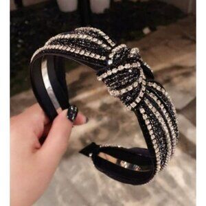 Women’s Knotted Headband Black Crystal Rhinestone Hair Accessory Weddings Gifts